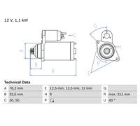 Motorino d'avviamento per AUDI FORD SEAT SKODA VW A3 ALHAMBRA BORA CADDY CORDOBA