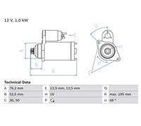 Motorino d'avviamento per AUDI SEAT SKODA VW VW (SVW) A3 ALTEA ALTEA XL CORDOBA