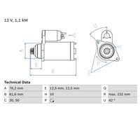Motorino d'avviamento per AUDI SEAT VW ALHAMBRA BORA GOLF LEON NEW BEETLE SHARAN