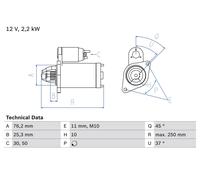 Motorino d'avviamento per AUDI VW A4 A6 A6 Allroad PHAETON