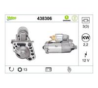 Valeo Motorino di avviamento 438306 12V 2,2kW Stop&Start rotazione oraria per Volvo S60 II XC40