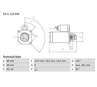 Motorino di avviamento BOSCH 0 986 013 490 per MERCEDES-BENZ LP 3.78 1963-1984