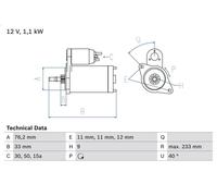 Motorino di avviamento BOSCH 0 986 018 200 per VW VENTO (1H2) 1.4 1991-1998