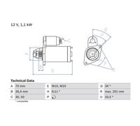 Motorino di avviamento BOSCH 0 986 020 350