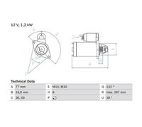 Bosch Motorino d'avviamento 0 986 022 780 - 1,2 kW - rotazione oraria - autosupportato