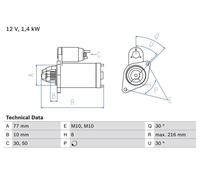 Motorino di avviamento Bosch per MITSUBISHI GALANT VIII 2.0 0 986 020 411
