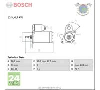 Motorino di Avviamento Bosch per PORSCHE 914 VW TRANSPORTER KARMANN KAEFER 1500