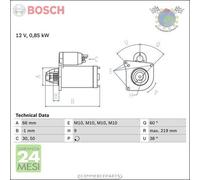 Motorino di Avviamento Bosch per RENAULT TRAFIC SUPER 21 11 9 VOLVO 480 460 440