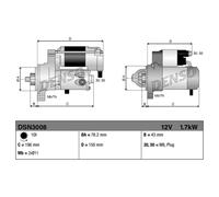 Denso Motorino di avviamento DSN3008 – 1,7 kW – rotazione antioraria – per Audi A3 (8P) 2003-2012