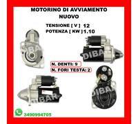 MOTORINO DI AVVIAMENTO NUOVO 12V 1.10KW 9 DENTI LOMBARDINI DAL 1989 MS455 40