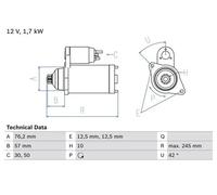 Bosch Motorino avviamento 0 986 020 320 – 1,7 kW rotazione antioraria VW/Audi/Seat/Skoda