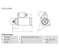 Motorino D'avviamento Bosch 0986017830 per Audi Ford Seat Skoda VW