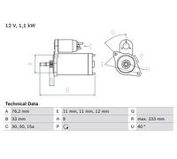 Motorino di avviamento Senso rotazione antiorario non autosupportato BOSCH