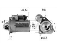 ERA Motorino avviamento 220386A 0,8 kW rotazione oraria per Chevrolet Spark, Aveo, Matiz
