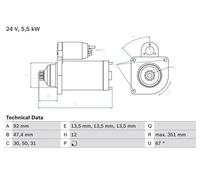 Bosch Motorino d'avviamento 0 986 025 450 – rotazione oraria – per Volvo FH12 (1998-2005)