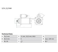 RIDEX 2S0093 Motorino avviamento 2,2 kW 12V per VW Touareg (7LA, 7L6, 7L7)