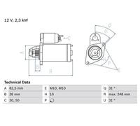 Motorino di avviamento Senso rotazione orario autosupportato 0 986 018 270 BOSCH