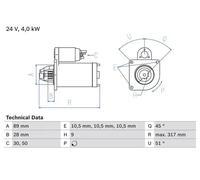 Motorino di avviamento Senso rotazione orario autosupportato 0 986 021 000 BOSCH