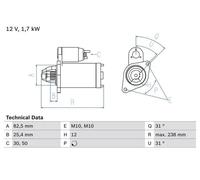 Motorino di avviamento Senso rotazione orario autosupportato 0 986 021 360 BOSCH
