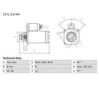 BOSCH 0 986 021 820 Motorino avviamento