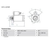 Motorino D'avviamento Bosch 0986025470 per Citroën Fiat Peugeot