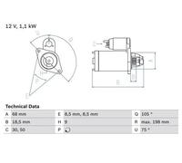 Motorino di avviamento Senso rotazione orario autosupportato 0 986 026 120 BOSCH