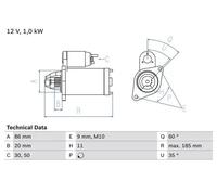 Motorino di avviamento Senso rotazione orario autosupportato 0 986 027 030 BOSCH
