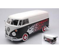 MOTORMAX MTM79566 VW TYPE 2 (T1) DELIVERY VAN WHITE/BLACK W/FLAMES 1:24 Modellin
