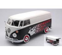 MotorMax VW TYPE 2 (T1) DELIVERY VAN WHITE/BLACK W/FLAMES 1:24