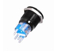 MotorMinds Interruttore Piatto a Pulsante con Chiusura Autobloccante Impermeabile Nero ON/OFF 19 Mm 12-24 V LED (verde)