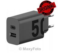 MOTOROLA CARICABATTERIE RICAMBIO TURBO ORIGINALE 50W DUAL BLACK USB USBC 7962C5A