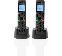 Motorola DOT202 Twin Pack, Telefono Senza Fili Digitale, Altoparlante Vivavoce Blocco Chiamate 100 Contatti con Nome e Directory Telefonica, Colore Nero