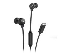 Motorola Earbuds 3C-S - Auricolari cablati con microfono, auricolari in-ear con cavo, comodi auricolari in silicone leggero, cavo piatto anti-groviglio, cavo USB-C, suono chiaro dei bassi, nero