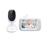 Motorola Nursery VM75 Baby Monitor con Telecamera - Telecamera con Unità Genitore da 5 Pollici - con Visore Notturno, Zoom Digitale, Comunicazione Bidirezionale e Ninne Nanne - Plastica - Bianco
