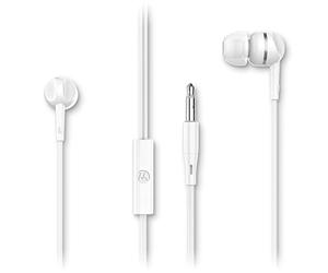 Motorola Sound Earbuds 105 - Cuffie stereo in-ear cablate con microfono per chiamate in vivavoce, colore: Bianco