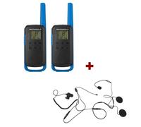 Motorola Talkabout T62 Blue Twin Pack + 2 auricolari per casco Walkie talkie PMR446 con auricolari per casco inclusi, ideali per ciclismo e moto, per