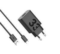Motorola TurboPower - Caricatore rapido da 33 W, con cavo USB-C da 1 m, compatibile con QC3.0, protezione da sovraccarico, nero