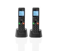Motorola DOT202 Twin Pack, Telefono Senza Fili Digitale, Altoparlante Vivavoce Blocco Chiamate 100 Contatti con Nome e Directory Telefonica, Colore Nero