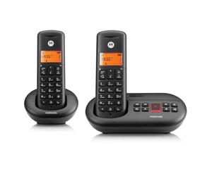 Motorola Voice - E212 2 Telefoni Cordless Digitali con Segreteria Telefonica, Fino a 12 Minuti di Registrazione Segreteria, Intercettazione Chiamate, Tasto Non Disturbare, Nero