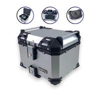 Motorradkoffer Aluminium Pro3 Alu 45 L Argento & Supporto Topcase Universale
