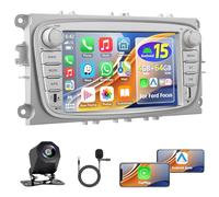 Motorsi 4GB+ 64GB Carplay Autoradio per Ford Focus II MK2 S-Max Mondeo MK4 Galaxy II C-Max 06-11 con Wireless Android Auto,7" HD Touchscreen con CANBUS Plug & Play/GPS/5G WiFi/FM/RDS/BT/EQ+AHD Camera