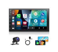 Motorsi Carplay Autoradio Schermo con Wireless Android Auto, Android 2 Din 7 Pollici Touchscreen con 2GB+32GB GPS Bluetooth SWC FM/RDS Radio WiFi USB Ricevitore + AHD Telecamera Posteriore