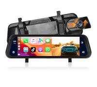 Motorsi Videocamera 9.66" Specchietto Con Apple Carplay Wireless, Android Auto Con Telecamera Retromarcia HD, IPS Touchscreen Doppio 1080P Videocamera Specchietto Auto, 2 Schermi Divisibili, Bluetooth