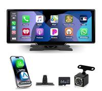 Motorsi Wireless Carplay Autoradio Portatile, Schermo Bluetooth per Auto 10.26" Touchscreen Monitor, 7-32V Smart Dash Andriod Auto con Navigatore GPS/AUX/Mirror Link/FM-Transmitter/Assistente Vocale