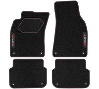 MOTOS Tappetini auto in velluto personalizzato Serie Carbon destinato a Audi A6 C6 2004-2011 38cm Distanza tra i centri dei fissaggi - Premium, Carbon, Rosso Rinfrescate il look della vostra auto con