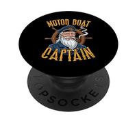 Motoscafo Graphic Design per il capitano della barca a motore PopSockets PopGrip Adesivo