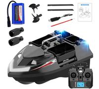 Motoscafo Rc Barca Con Esca, Barca Con Esca Da Pesca Con 4 Tramogge, Telecomando Da 500 M, Grande Capacità 3 Kg, 160 Punti, Luci Da Pesca A Led, Per La Alla Carpa black