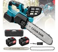 Motosega a Batteria 12 Pollice Motosega Elettrica Senza Fili con 2 Batterie 10000mAh Lubrificazione Automatica Motore senza Spazzole da 1500W per Giardinaggio, Potatura
