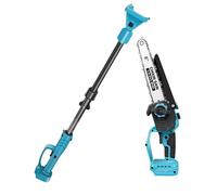 Motosega a batteria 2 in 1 e mini motosega da 8 pollici, con 2 batterie da 6000 mAh e caricabatterie, motore senza spazzole, asta telescopica da 2,8 m, per alberi e rami alti (senza batteria)