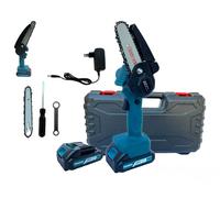 MOTOSEGA A BATTERIA 26V MINI ELETTROSEGA DOPPIA LAMA 6" 4" POLLICI 2 BATTERIE